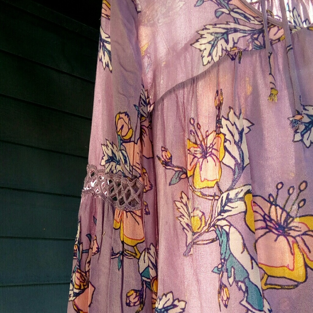 🔥Rainbow Floral Chiffon Bell Sleeve Top w/Ties🔥
